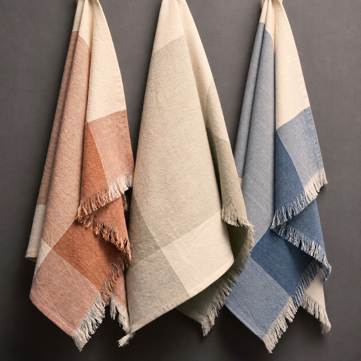 Set 3 Canovacci Tinto Filo FRANGE Cucina Fazzini 50 x 70 cm Assortimento Vario