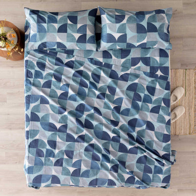 Completo Lenzuola Cotone Stampato Cassio Letto Riviera Matrimoniale Carta da Zucchero