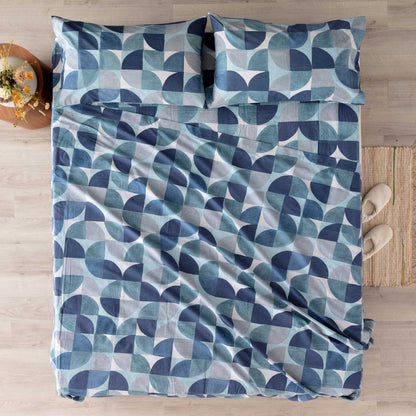 Completo Lenzuola Cotone Stampato Cassio Letto Riviera Matrimoniale Carta da Zucchero