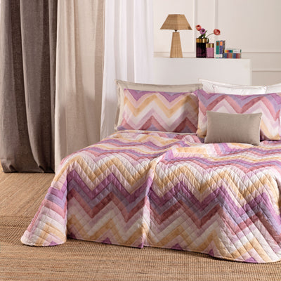 POPUP - Trapuntino in Cotone Stampato ARBEN Letto Riviera Matrimoniale 260 x 270 Malva