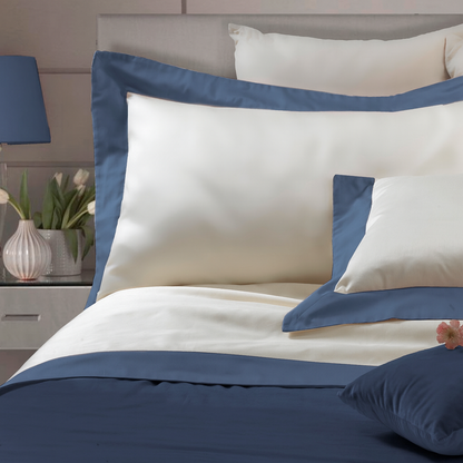 Parure Lenzuola Bordo Raso Luxury Letto Moreali Tessile Casa Matrimoniale Denim