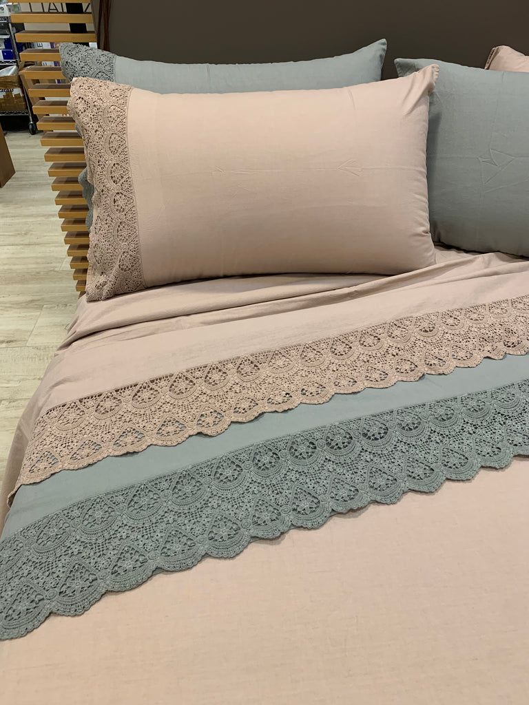 Completo Letto NO-STIRO PIZZO MACRAME' – Moreali Tessile Casa