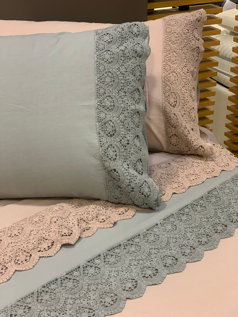 Completo Letto NO-STIRO PIZZO MACRAME' – Moreali Tessile Casa